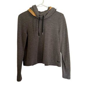 Underarmour gray cropped long sleeved pullover sweater hoodie cowl neck warm